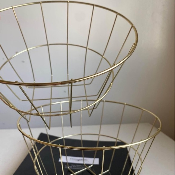 Set of 2 Nested Classic Gold Mesh Wire Basket Trays for Storage and Organizing - Picture 2 of 5